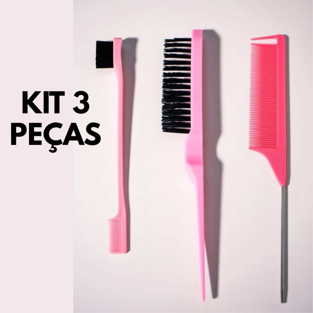 Kit de Pente para Cabelo com 03 Unidades penteado noiva cacheado Pente de Cauda, Escova Provocadora e Baby Hair afro