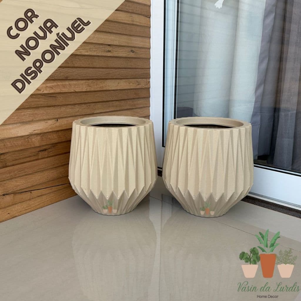 Kit 2 Vaso De Planta Origami M Altura 30 Cm, Sala, Jardim e Varanda. Ambiente interno e externo.