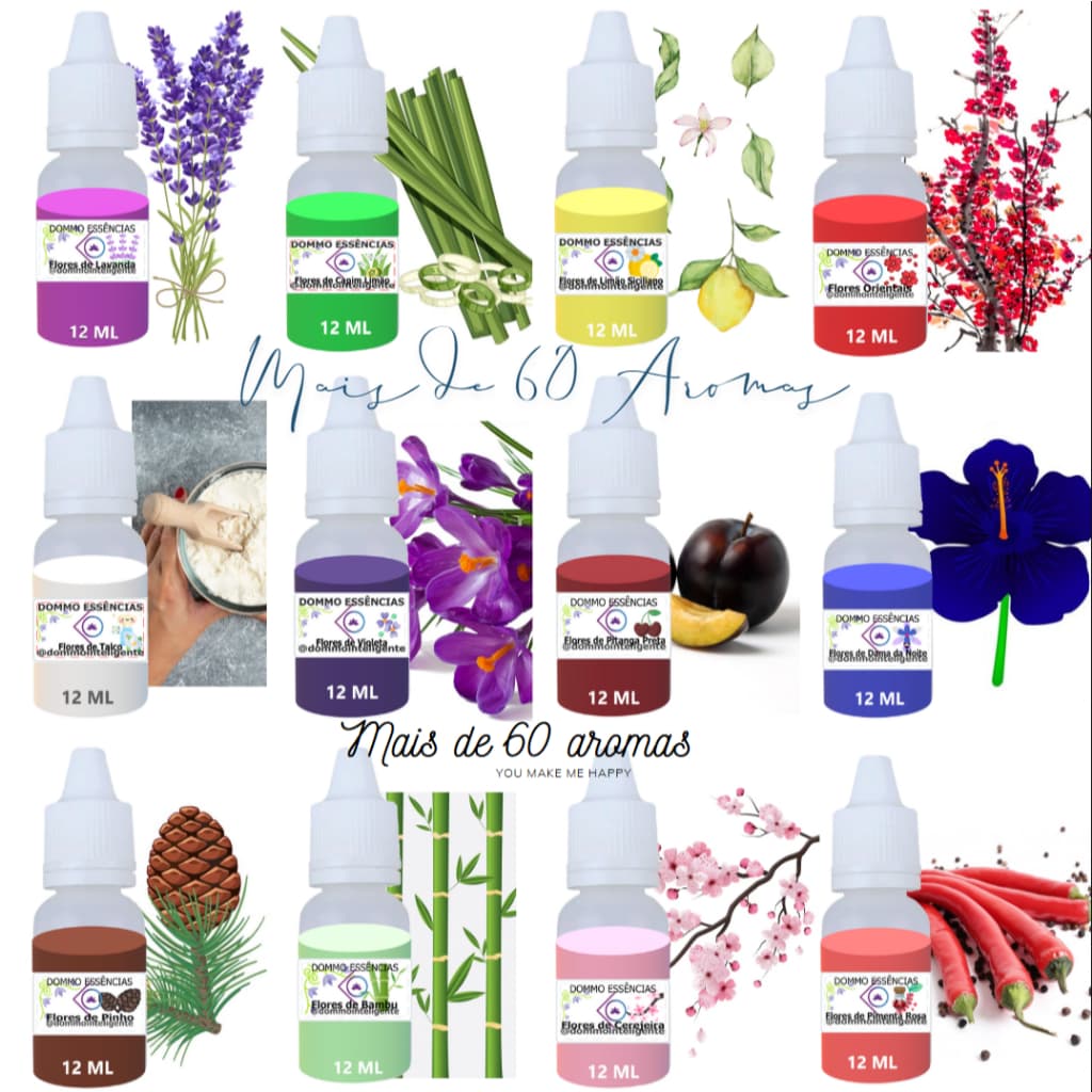 KIT 10 Essências Premium 12mL A SUA ESCOLHA | 100% Base de Água p/Umidificador Difusor Aromatizador