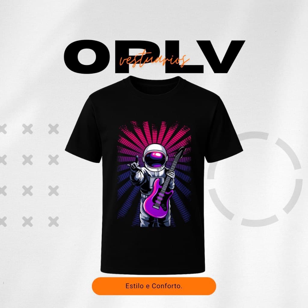 Camiseta Masculina Estampada Preta Em Algodão Jovem Moderno