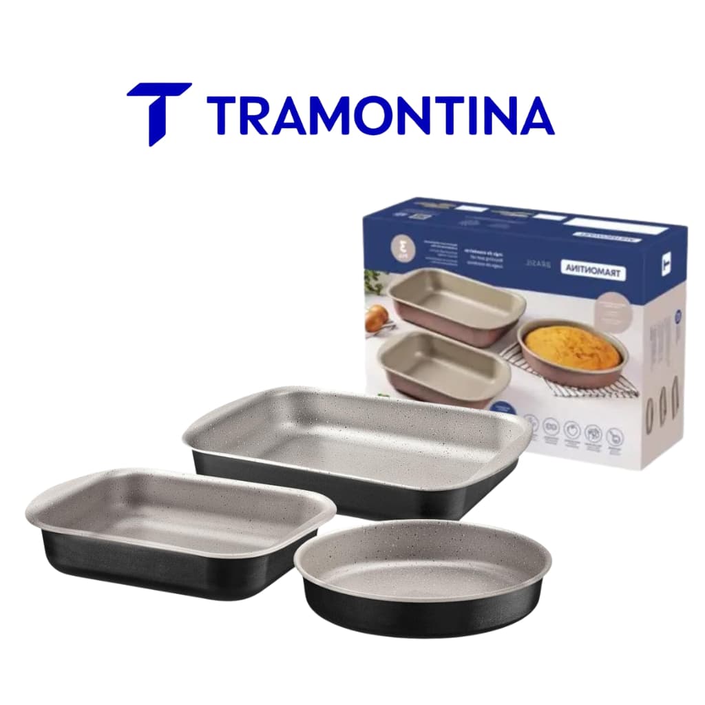 Jogo de Assadeiras Tramontina Brasil em Alumínio com Revestimento Antiaderente Starflon Max 3 Peças