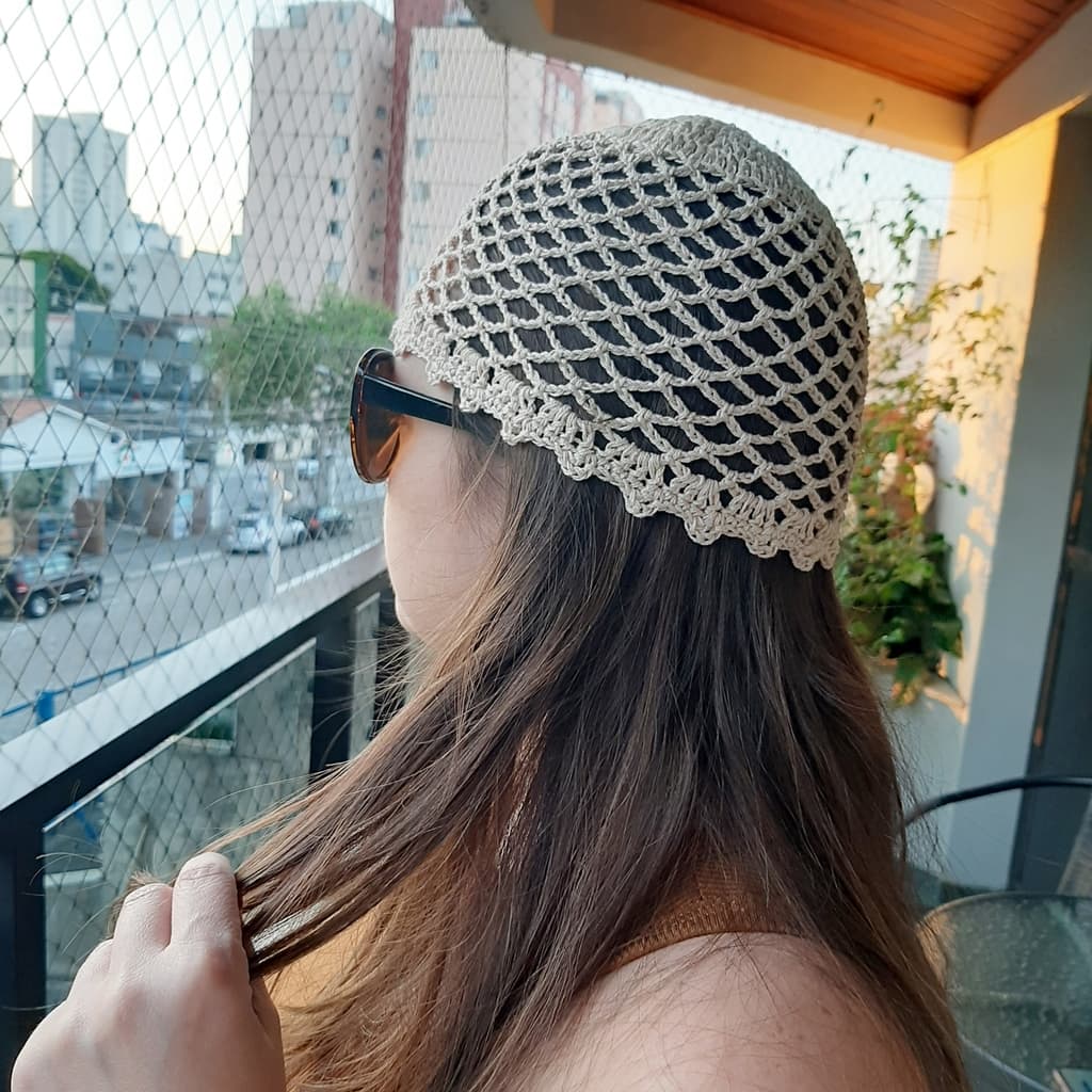 Headpiece Touca de crochê vazada Tendência look verão Moda praia Boho Várias cores e modelos Artesanal Feito à mão
