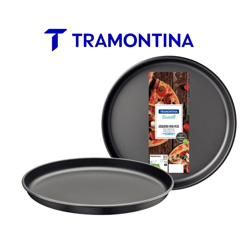 Assadeira Forma Pizza Tramontina Brasil em Alumínio com o Antiaderente Starflon Max Grafite