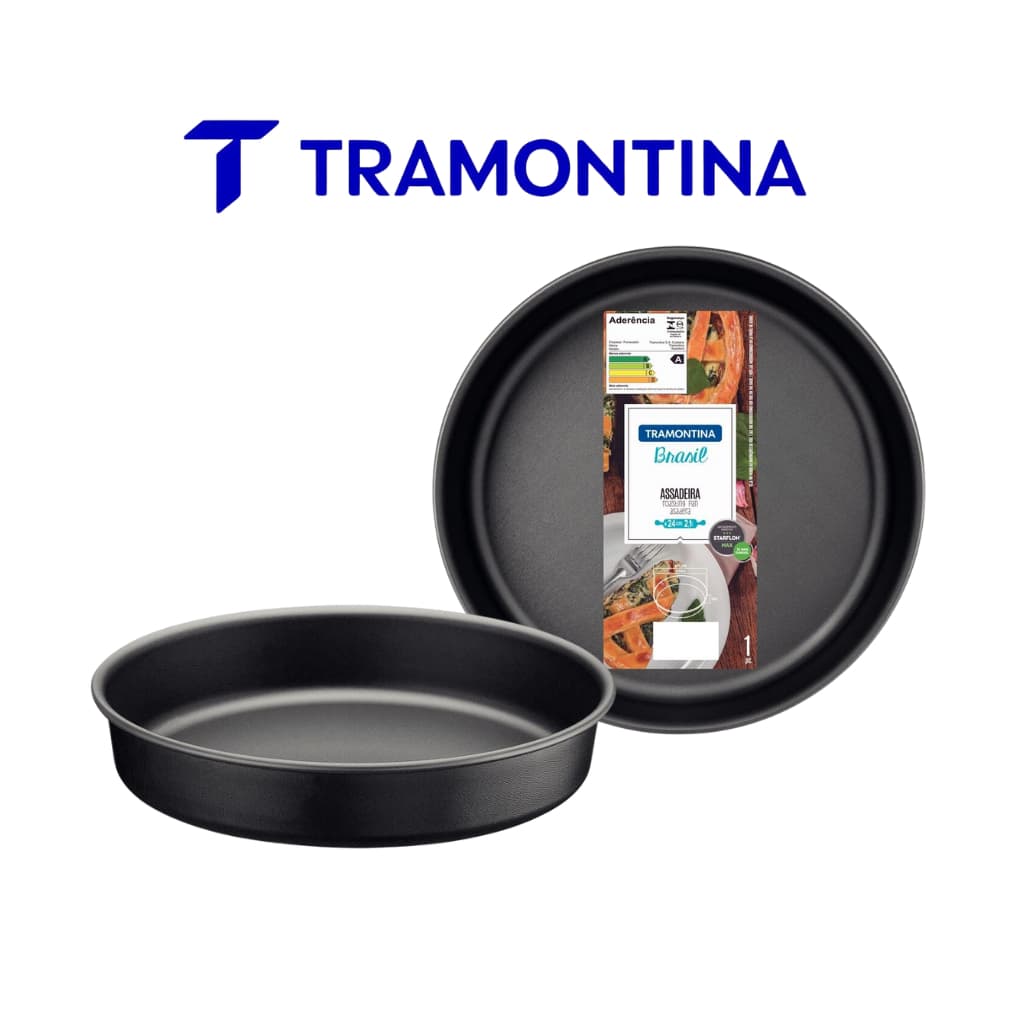 Assadeira Forma Redonda Funda Bolo 24cm Tramontina Brasil em Alumínio Antiaderente