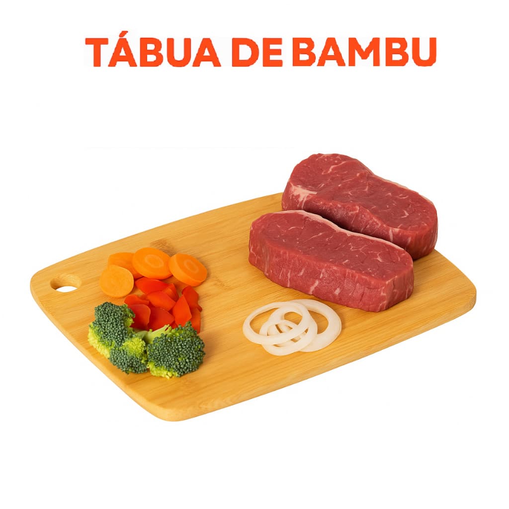 Tábua de Corte Bambu Paramount – Qualidade, Ideal para Cozinha Churrasco, Carnes e Legumes
