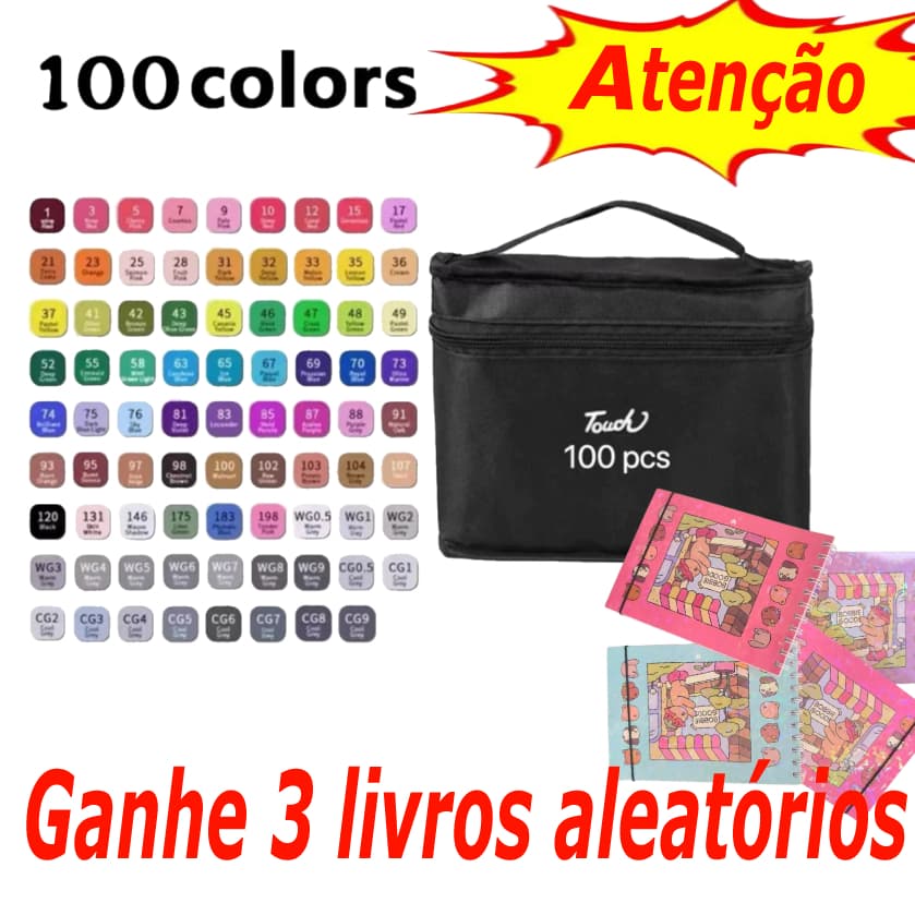 24/36/48/60/80/100CORES +Livro de colorir grátisas caneta marcadora de ponta dupla/pintura Arte/Aquarela/Escritorio