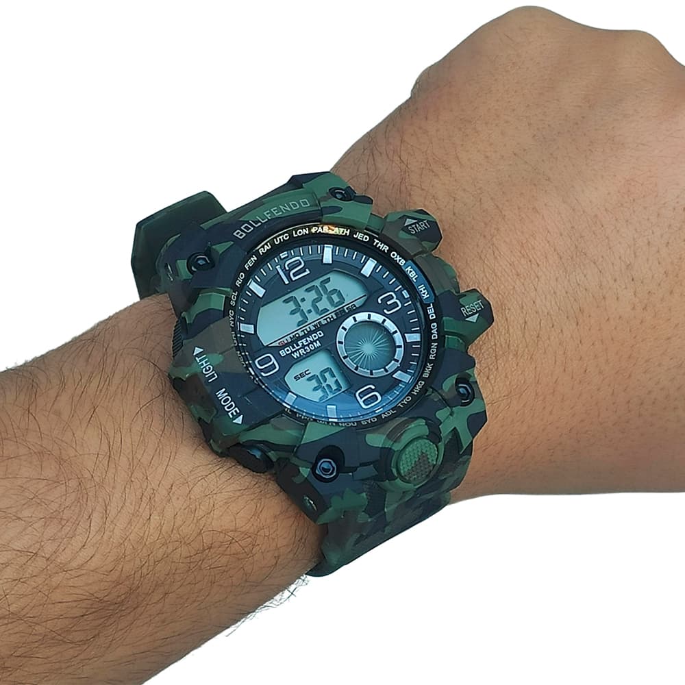Relógio Masculino Esportivo Camuflado Original – Estilo Militar à Prova D’Água