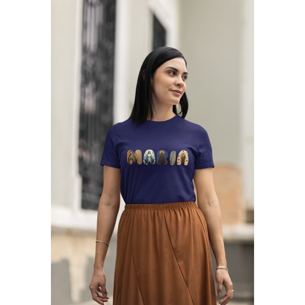 Camiseta  basica feminina e mascuina estampada Maria Santissima tecido de otima qualidade