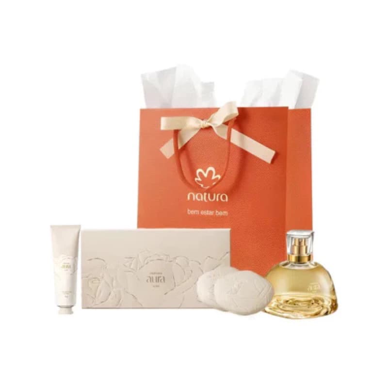 Presente Kit Aura Alba Natura (3 produtos) Eau de parfum + Creme de mãos + Caixa de sabonetes