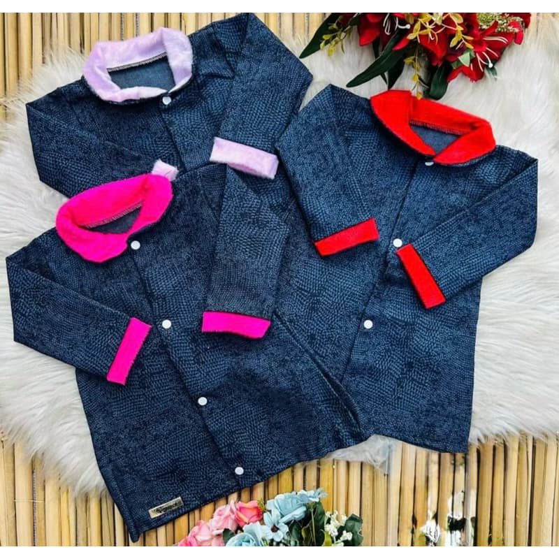 Sobretudo Casaco jeans bebê menina de frio inverno