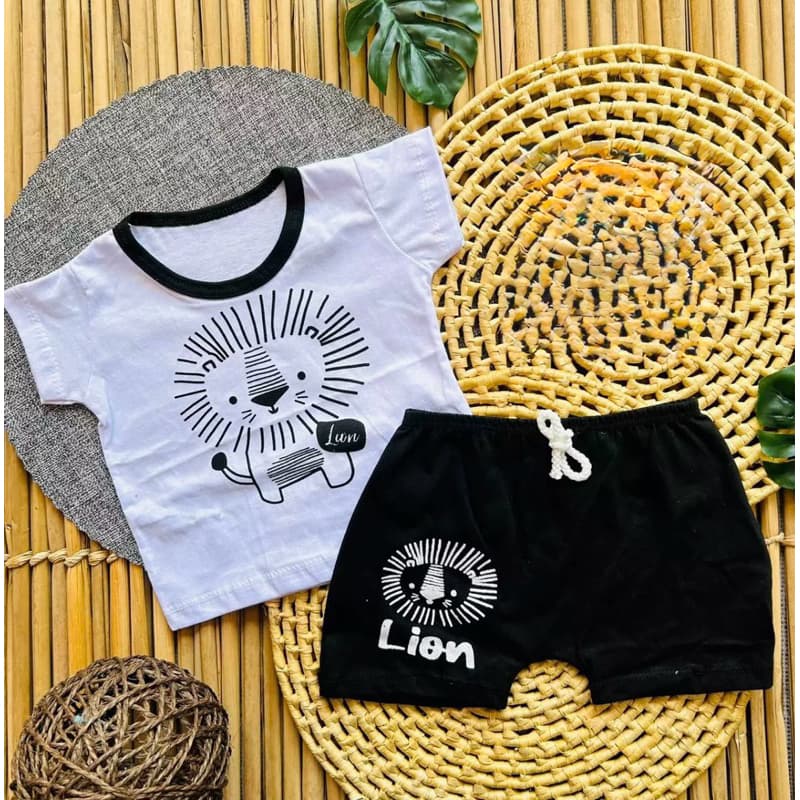 Conjunto bebê menino leão Shorts/ camisa