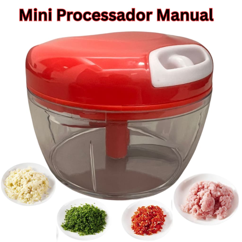 Processador De Alimentos Manual Moedor Triturador Picador 170ml 2 Lâminas