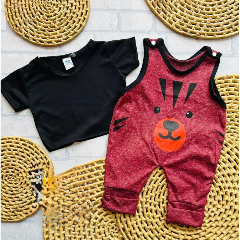 Macacão jardineira urso bebê menino/ camisa