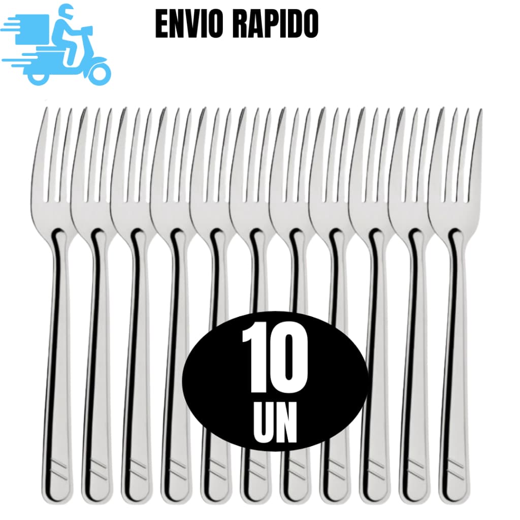 10 Un de Garfo de Mesa em Aço Inox 18cm  Ideal para o Dia a Dia Cozinha restaurante Pizzaria