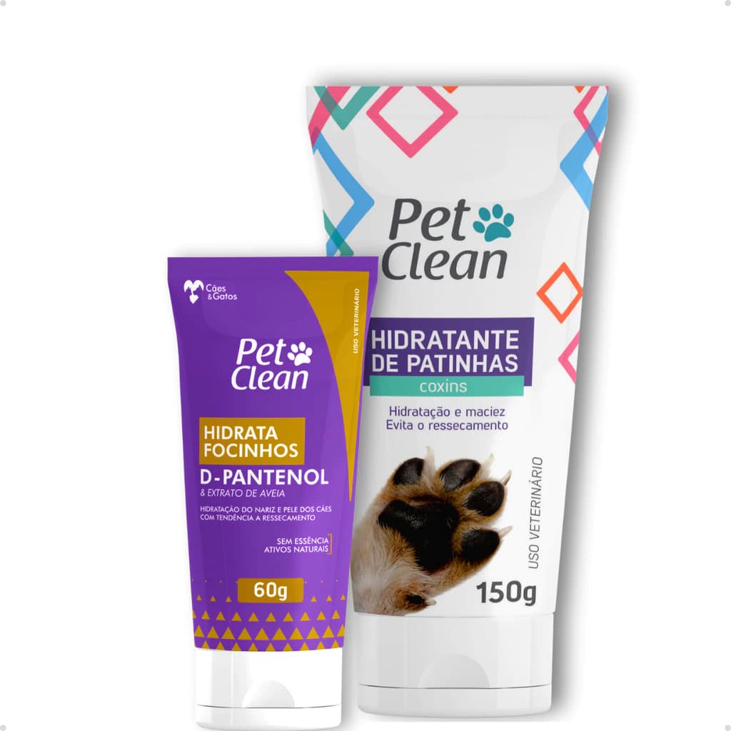 Kit Higiene Hidratante de Patas Patinhas + Hidrata Focinhos ressecados para  Cachorro e Gato Pet Clean