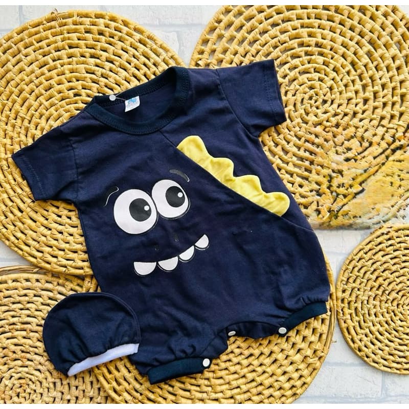 Macacão Curto / Dinossauro para meninos Macacao verão com touca Infantil