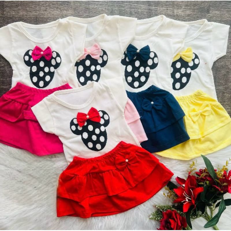 Conjunto Kit Saia e Blusa Minnie Roupa de Bebê Menina