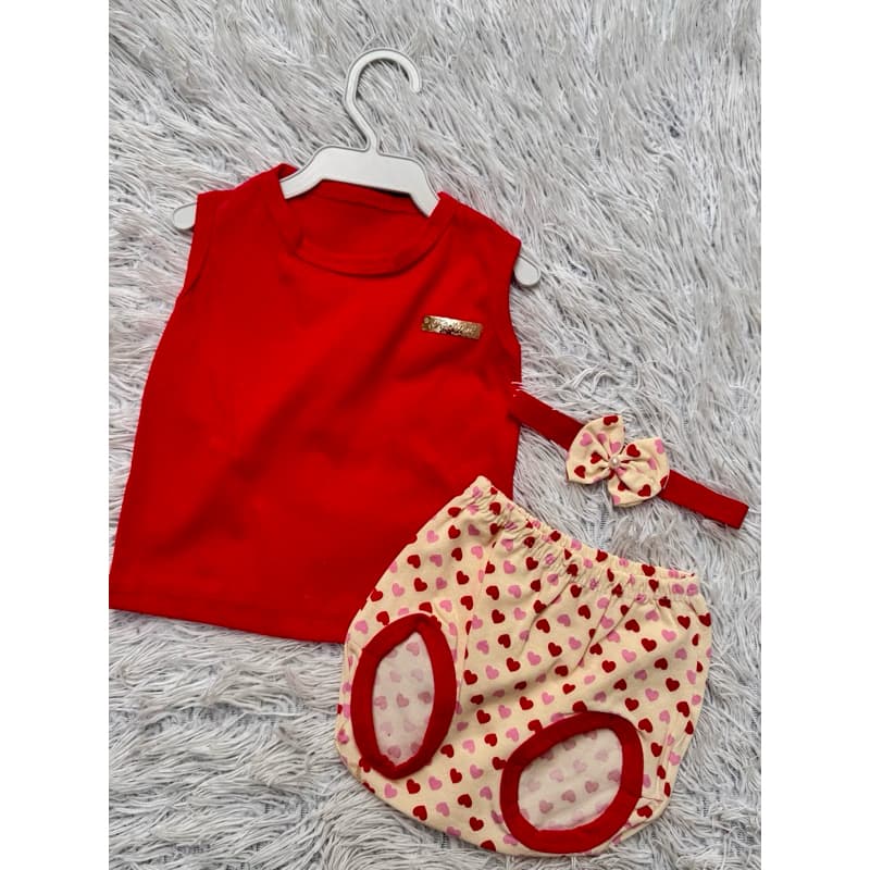Conjunto bebê menina, camiseta/Laço/Tapa fralda