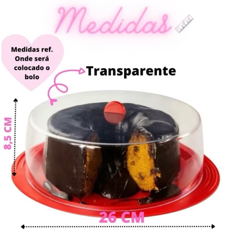 Porta Bolo Boleira Redondo Com Tampa Acrílica Transparente - Armazenar o bolo, Torta