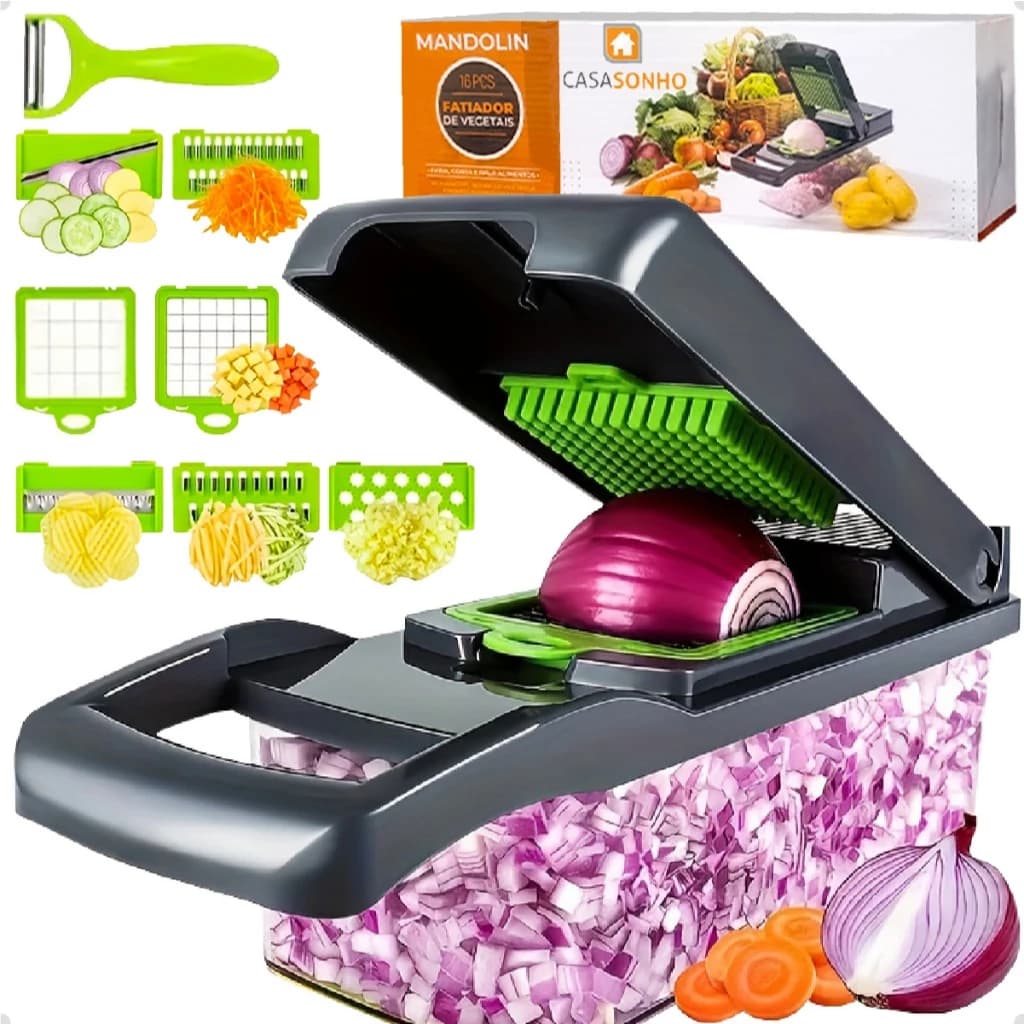 Profissional Multiuso Cozinha Slicer Aço Inox16em1 Fatiador Cortador Ralador De Legumes Verduras Frutas Alimentos