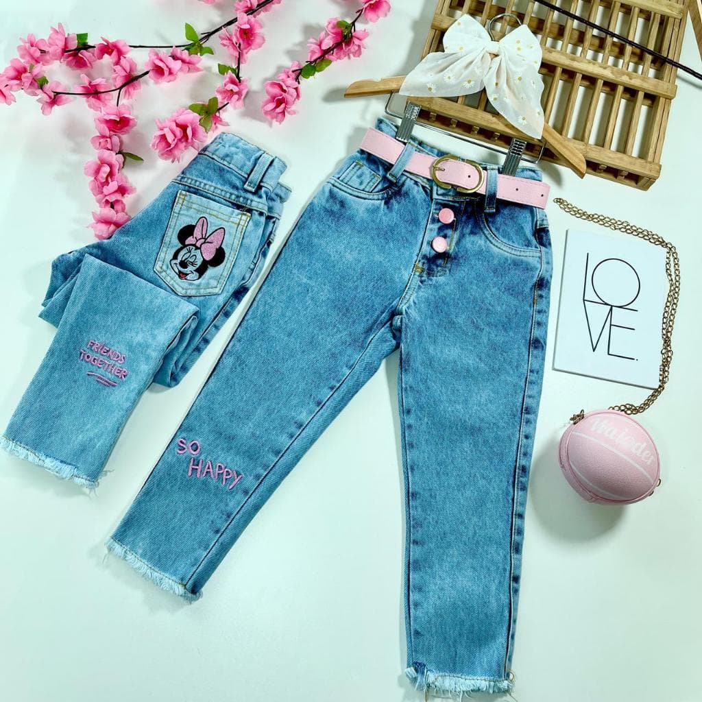CALÇA/JAQUETA JEANS PERSONAGENS DISNEY LUXO (Moda blogueirinha) 2 ao 12 Infantil