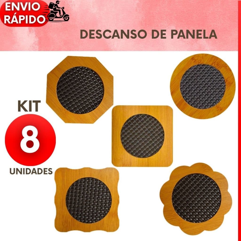 Kit 8, 6 ou 4 un Descanso de Panela MDF 14,5cm Apoio Resistente Proteção para Mesa