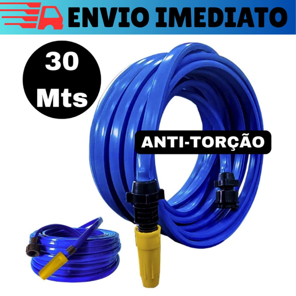 Mangueira De Jardim 30 Metros Anti-Torção Chata Resistente Não Dobra
