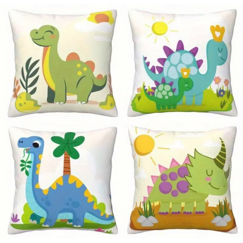 KIT 4 CAPAS DE ALMOFADAS INFANTIL DINOSSAURO    - TAMANHO 45X45