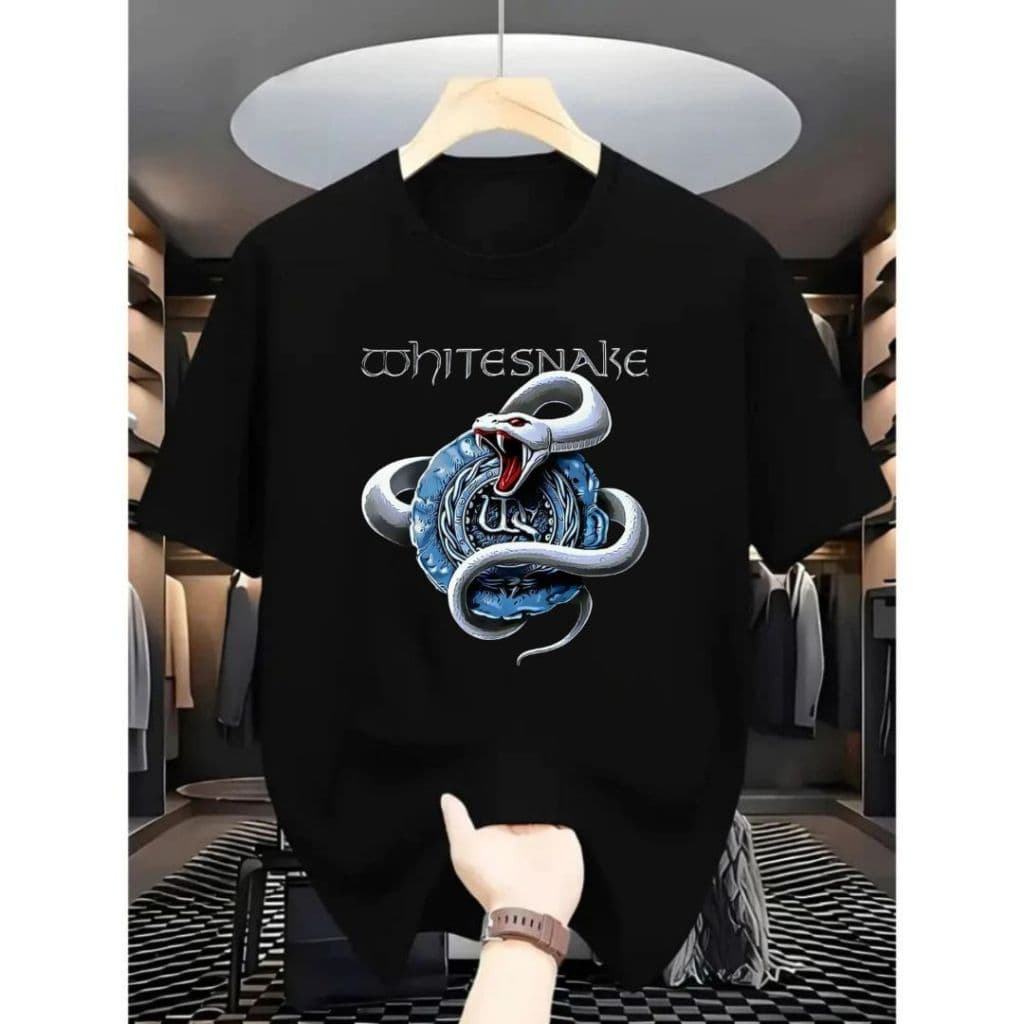 Camiseta Whitesnake Banda Rock Metal Masculina Estampada Confortável
