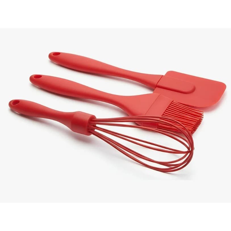 Kit Utensílios Silicone 3 Peças Espátula Pincel Picel Batedor Home Line Confeitaria Resistente