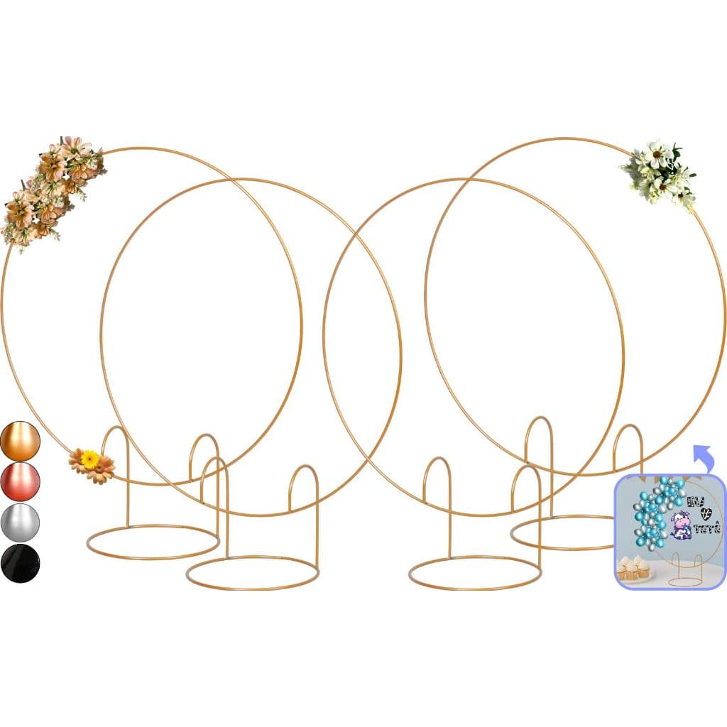 4 Arco De Festa Redondo 50cm De Mesa Dourado Painel Decoração