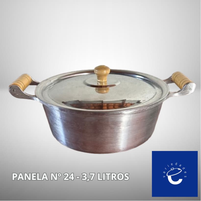 Caçarola Nº24 - 3,7 litros - panela grande grossa de alumínio batido fundido