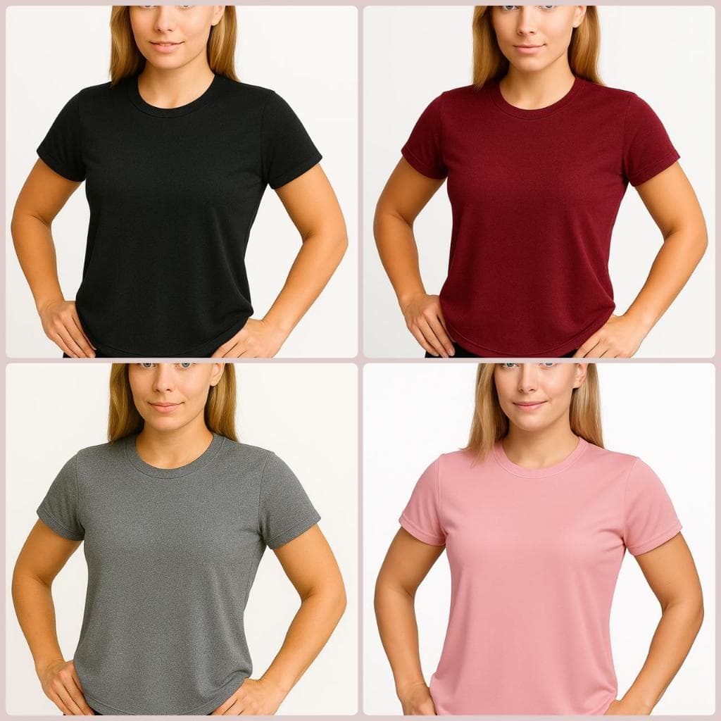 kit 4 camisetas blusa feminina Dry fit revenda proteção UV treino corrida caminhada academia fitness