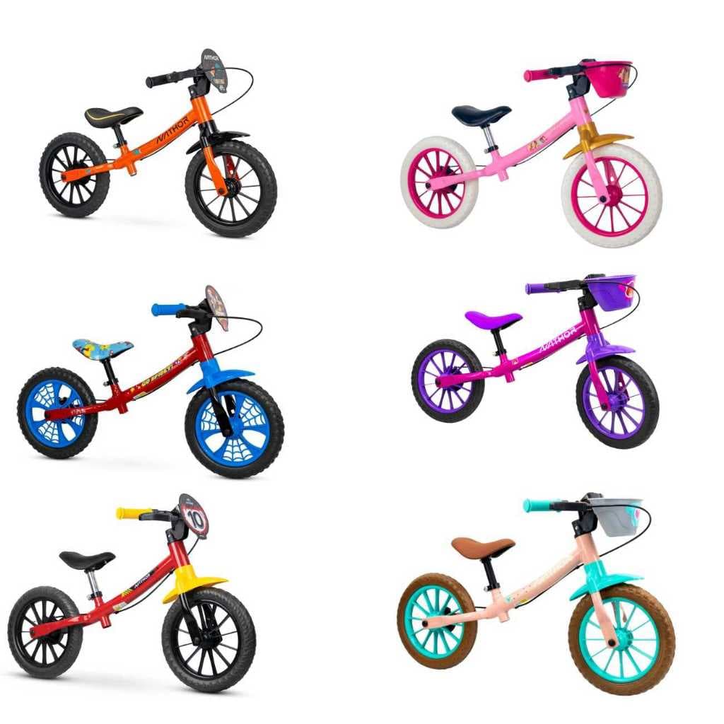 Bicicleta Nathor Bike Balance Aro 12 Equilíbrio Sem Pedal - Modelos Masculina/ Feminina