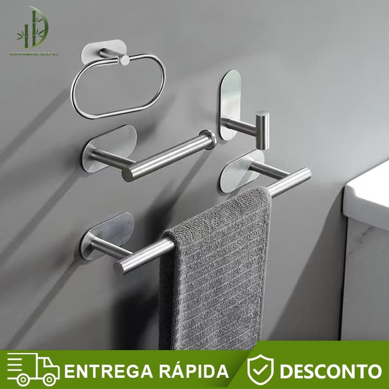 4 Peças Acessórios Aço inoxidável Banheiro Cabide Toalheiros Papeleira
