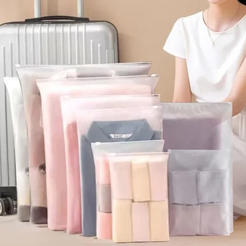 KIT5/10/25 Saco Organizador com Zíper Vedante Vários Tamanhos Fosco/Opaco p/ Casa e Viagem