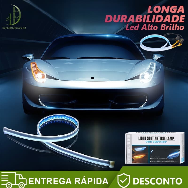 Tiras Luzes Barras 60cm Led DRL Flex Prova d' Água Fita Led Neon Branco Silicone Automotiva