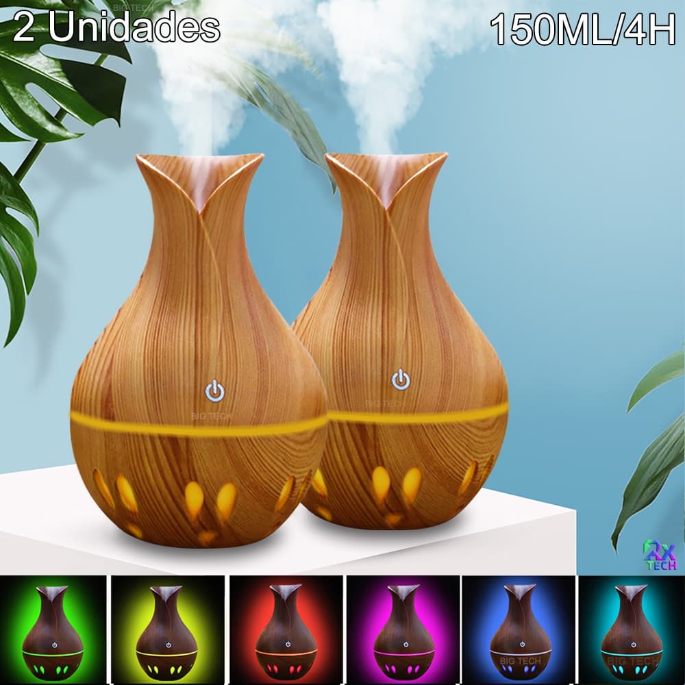 2 Unidades Umidificador De Ar E Aromatizador De Ambiente Com Led Usb Purificador Ultrassônico Difusor Eelétrico
