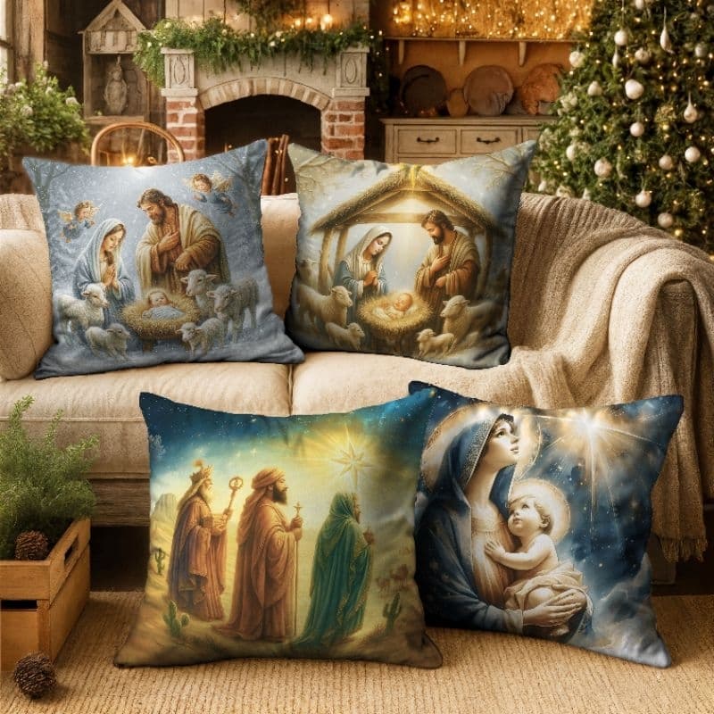 Kit 4 Capas de Almofada 45x45cm Feliz Natal Sala Quarto Papai Noel Decorativa Especial [2]