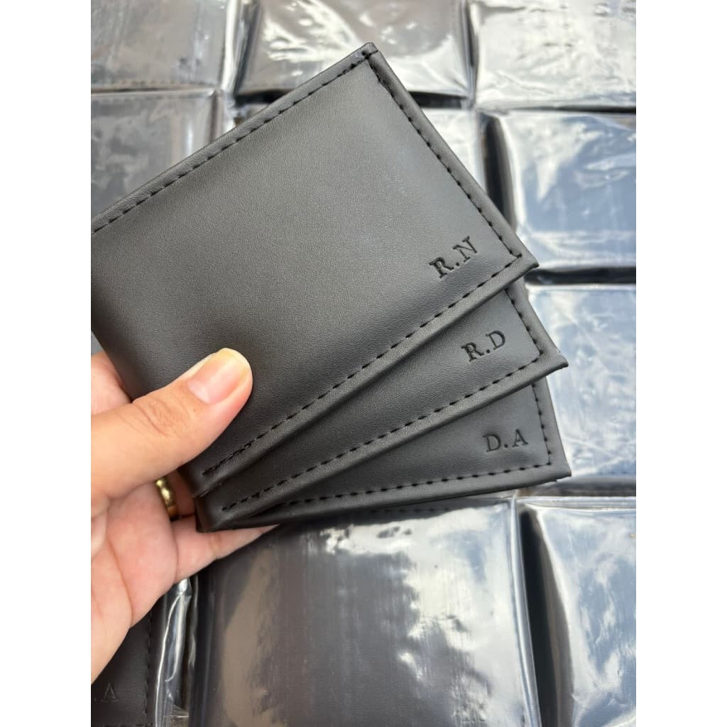Kit 20 Unidades Carteira Masculina Slim Personalizada Com Iniciais Em Couro Sintetico