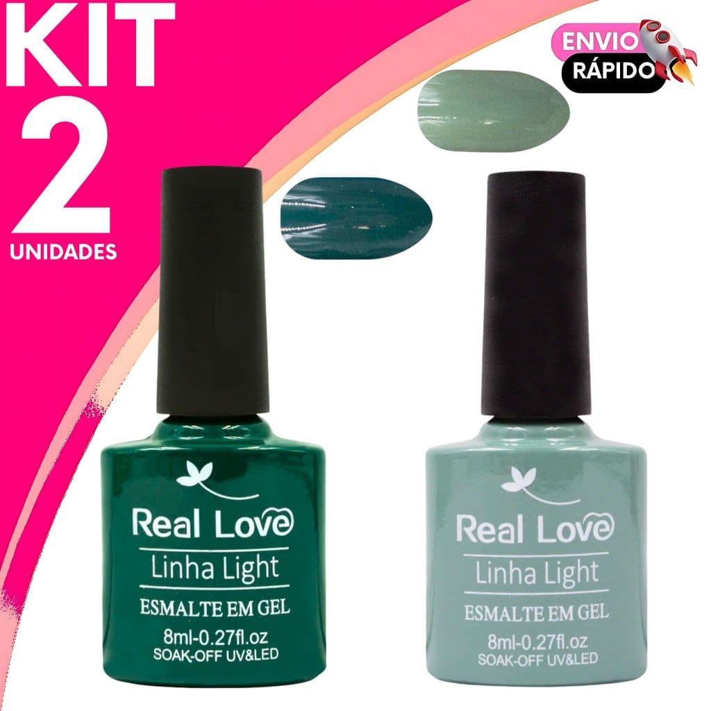 Esmalte em Gel Verde Real Love Linha Light - Alta Durabilidade Secagem Rápida Unhas