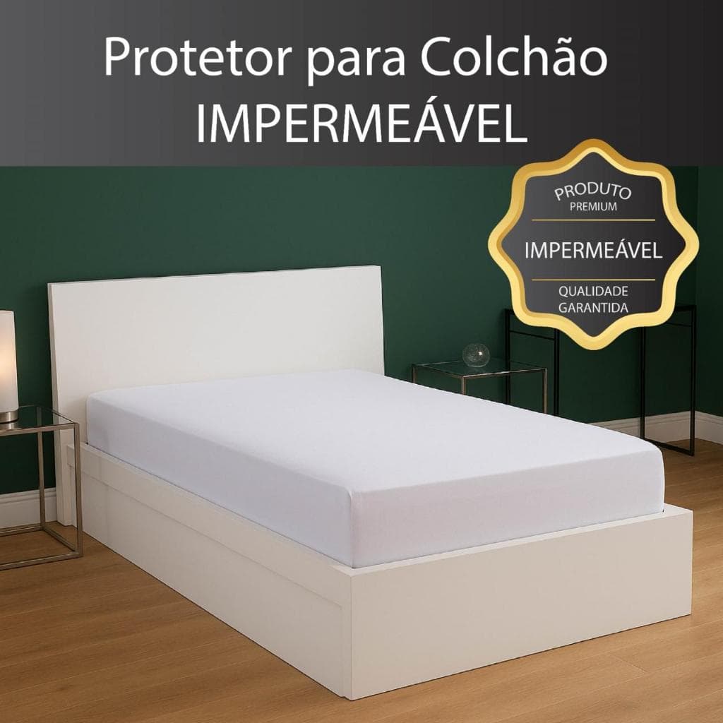 Capa Protetor Colchão Impermeável Casal 1,90x1,40x30 Branco Liso