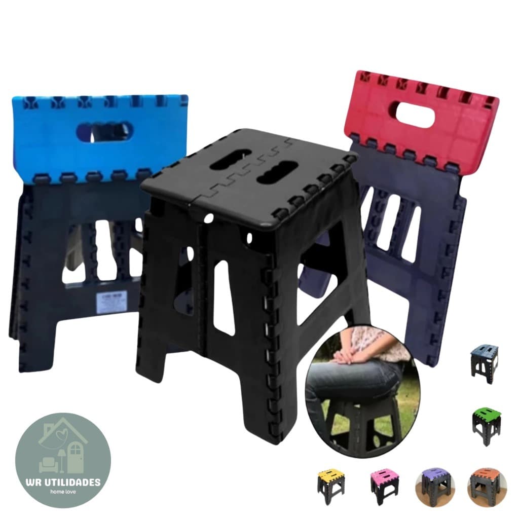 15 Banco Banqueta Banquinho Dobravel Plastico Multiuso Portatil Resistente Compacto Retratil Camping Pesca Ate 100 kg