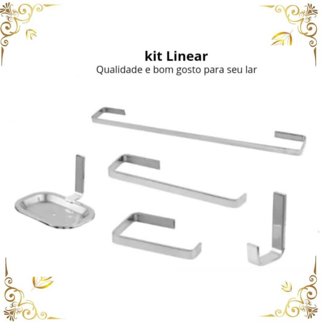 kit Acessórios 5 peças Quadrado Inox Alumínio