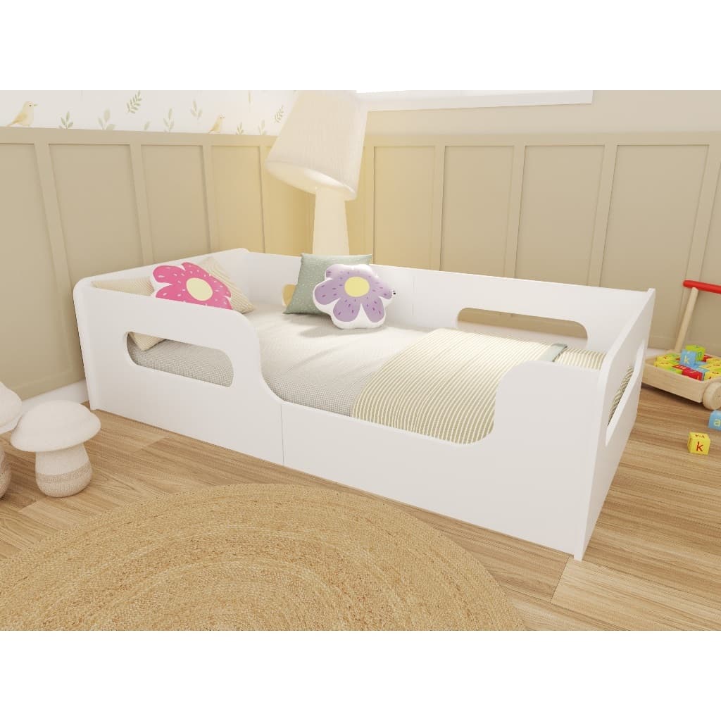 Cama Infantil Montessoriana Grade Proteção Caminha Cercado Quarto Juvenil Para Quarto De Criança
