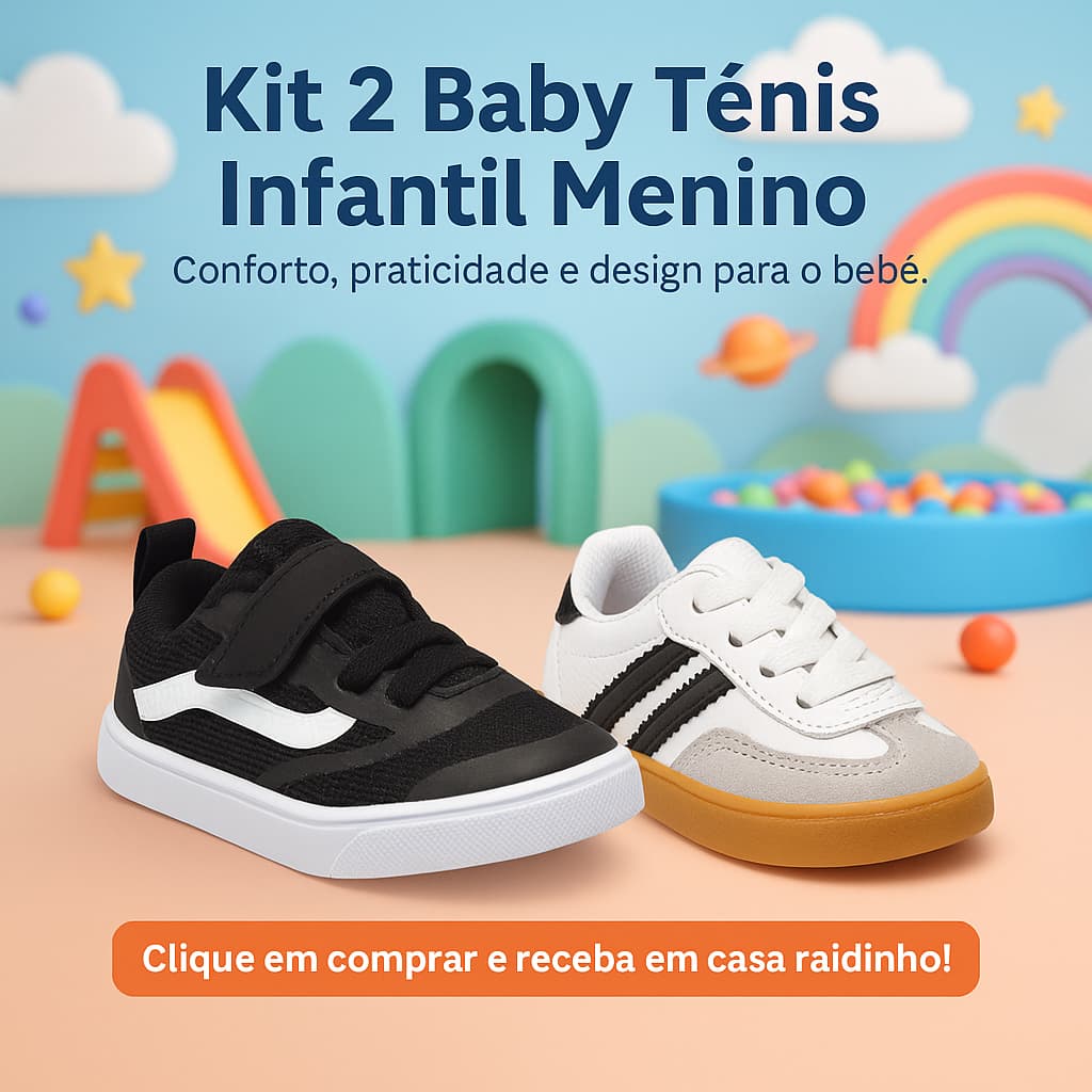 Kit 2 Tênis Bebê Menino - Conforto,praticidade e design Para o Bebe 20 AO 27 – Garanta Já!
