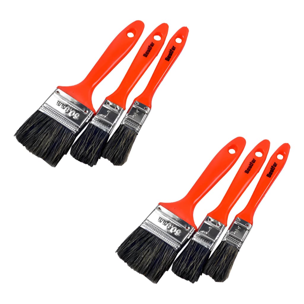 Kit 6 Pinceis Trincha Cabo Plástico Reforçado 2 Jogos Pintura Laranja