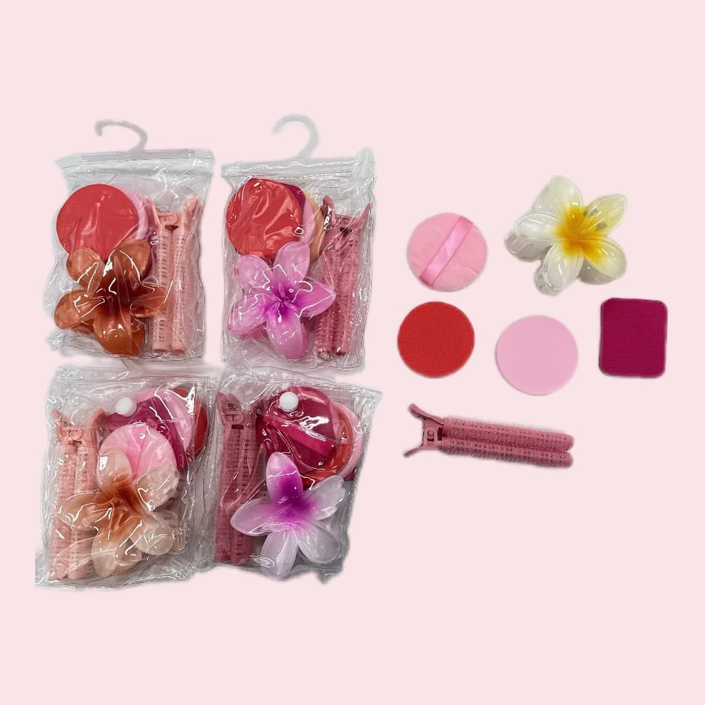 Kit de ferramentas de maquiagem esponja de pó/pincel/pente/espelho/frasco de perfume/lâmina de sobrancelha