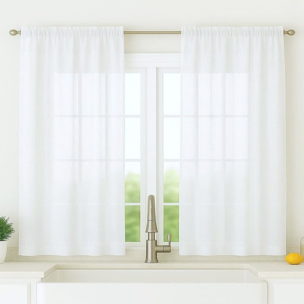 Cortina Linho Voil Gaze Flame 5,00x1,30 Decoração Cozinha Sala Varão Passante