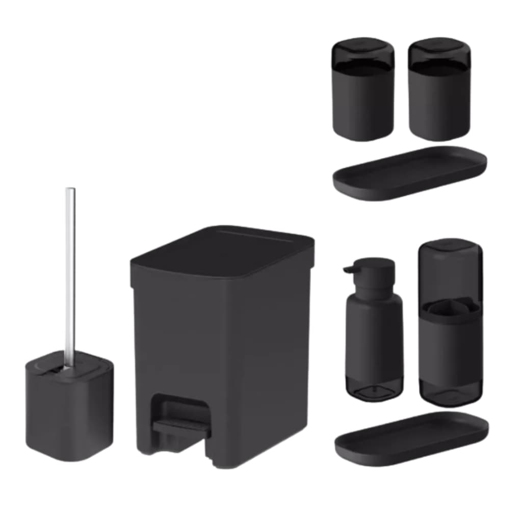 Kit Banheiro Completo Ou 8 peças Lixeira de Pedal, Escova Sanitária, Porta Escovas, Porta Sabonete